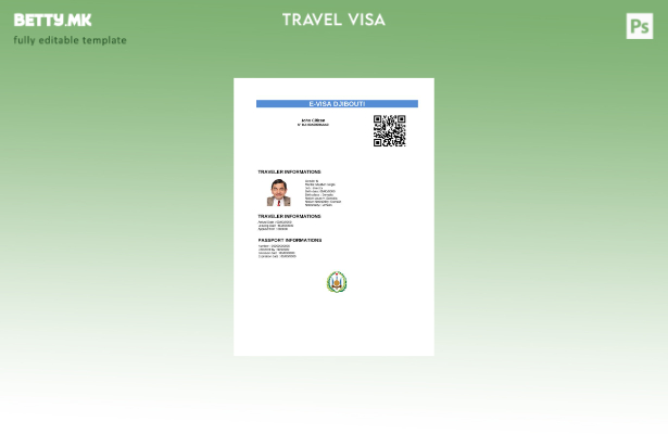 модерен стил Џибути и виза во шаблон за Word и Pdf
